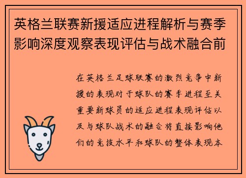 英格兰联赛新援适应进程解析与赛季影响深度观察表现评估与战术融合前景